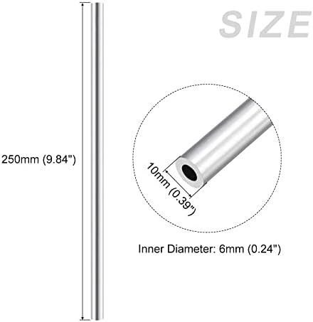 Алуминиева тръба METALLIXITY 6063 (10 mm OD x 6 мм ID x 250 мм L) 3 бр., Алуминиева Кръгла Тръба за Декорация