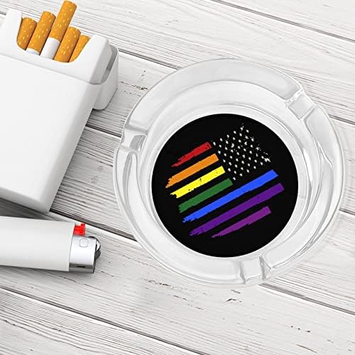 Гей-ЛГБТ-pride, дъгата флаг, с красив дизайн Пепелници от дебело стъкло Класически кръгъл мундщук за цигари,