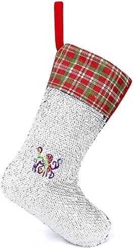 Нека да Получим Странен Тай Боя Октопод Коледни Чорапи С Пайети за Декорация за Коледната Елха Празнична Украса