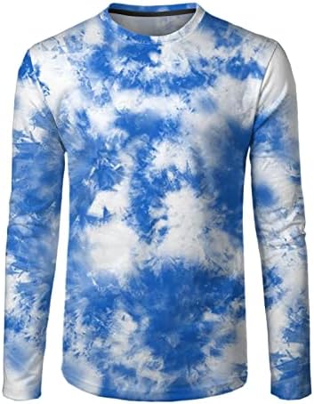 Xiloccer Мъжка Мода Случайни Спорт Фитнес на Открито Извити Подгъва Плътен Цвят Тениска с Кръгло Деколте и Дълъг