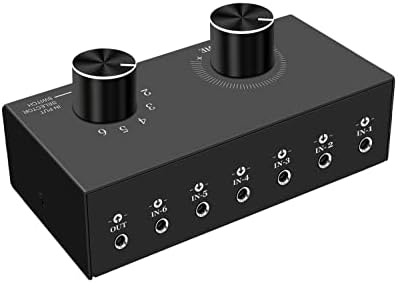 6-лентов аудиопереключатель, 3,5 мм (1/8 ) stereo аудиопереключатель, съвместим с PC, лаптоп, MP3, MP4, слушалки, слот система и т.н. (6 входа и 1 Изход)