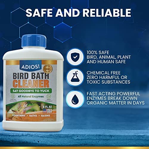 АДИОС! Средство за почистване на бани с птици за външни чешми и купи, безопасно почиства метал, стъкло и камък