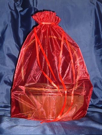 Подаръчен пакет от прозрачна кошница от органза МПК-22 x 25 - Червен - кошници с Подаръци