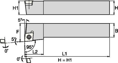 Резцедержатель с винтовым клип WIDIA SCLCR083 SCLC S-образен тип за края на плочи, Ъгъл на наклон -5°, Стомана, Квадратна опашка 0,5 инча, Надясно, Дължина 3,5 инча