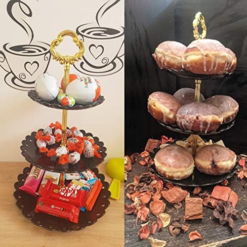 3-Нива Пластмасова Поставка за Торта, на много Нива Поставка за Плодови Кексчета, Декорации и Десертно часа