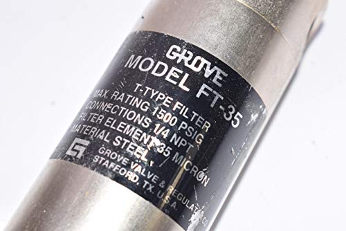 Grove, Модел FT-35, Филтър за Т-Образен тип, 1500 паунда на квадратен инч, Филтърен елемент 35 Микрона
