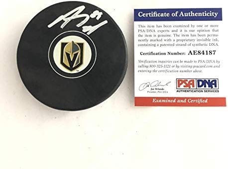 Хокейна шайба, с автограф от Алекс Тача PSA /DNA Vegas Golden Knights с автограф - за миене на НХЛ с автограф