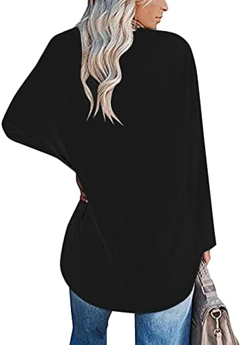 Жена Пуловер SAXIGOL Loungewear, Есенна Ежедневна Туника с Дълъг Ръкав, Стрейчевая Тениска Свободно, Намаляване,