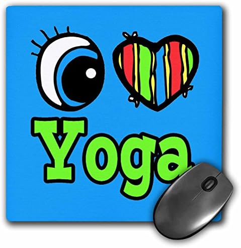 3dRose LLC LLC Подложка за мишка с размери 8 x 8 x 0,25 инча, ярко Сърце за очите, обичам йога (mp_106708_1)