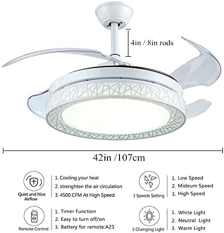JJKUN Модерен Тавана лампа Bird 's Nest с вентилатори 4 С Ножове 42Led Тавана лампа с вентилатор 3 Цвята И 3