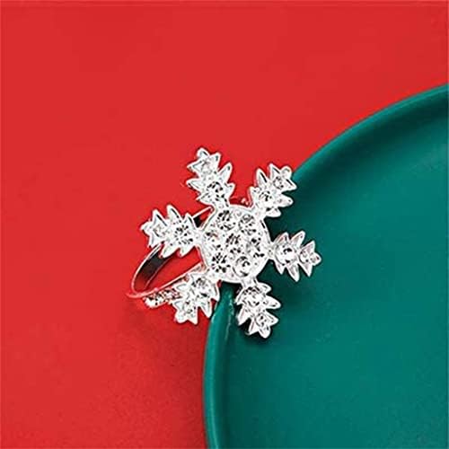 PQKDY Коледни Пръстени за салфетки във формата на Снежинки, Комплект от 6 пръстени, Държач за Кърпички, Перфектен
