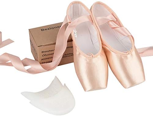 Новини Балетные pointe обувки С Мека Голенищем, Сатен Танцови Обувки със Силиконови Подложки за Краката и Зашит