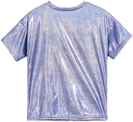 JanJean/ Детска Тениска с дълъг ръкав за Момичета И Момчета, Лъскава Метална Танцова Тениска Топ в стил Джаз,