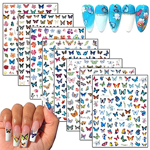 8 Листа Животни Стикери за нокти с 8 Листа Стикери за нокти с Пеперуди