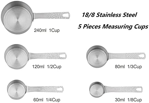 Набор от Размерите чаши Smithcraft от 5 Размерите чаши от неръждаема стомана 18/8, Метрични Мерителни Чашки