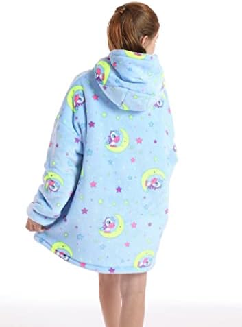 Одеало Hoody с качулка за деца от 4 до 12 години Уютна Фланелевая Носен Hoody Голям размер С качулка Одеяло