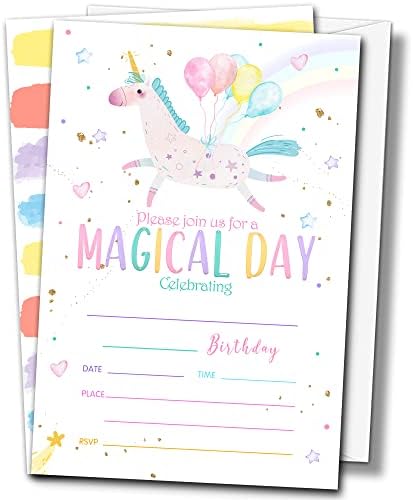 Създайте Най-Магически Покани на парти в чест на рождения ден в пликове (20 броя), Вълшебни Покани Картички