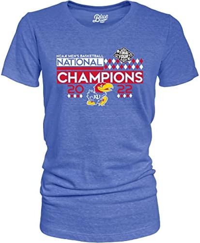 Синя Дамска тениска 84 NCAA Kansas Jayhawks National Basketball Champions 2022 Triblend Prize