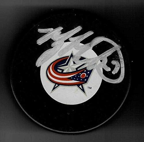 Мани Малхотра Подписа на Миене с по-голям логото на Кълъмбъс Блу Джакетс - за Миене на НХЛ с автограф