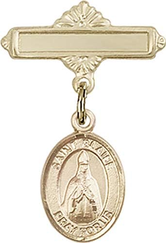 Детски икона Jewels Мания с чар Свети Блейза и полирани игла за бейджа | Детски икона от 14-каратово злато с