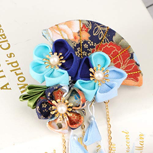 Красива Цвете Шнола за Коса в Японски Стил, Дълга Шнола за Коса с Кичури, Окачване-Камбанка, Декоративни Цветя