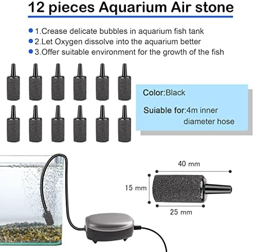 NestBasics 101,7 подножието черна аквариумная въздушна тръба 12 въздушни камъни за аквариума 12 Контролни стойности