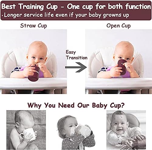 Чаша за деца - Силиконова Отворена чаша за детски пиене с соломинкой и капак - Непроливаемая детска чаша -