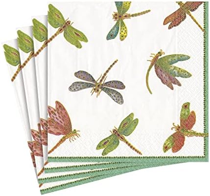 Хартиени салфетки за гости Caspari Dragonflies - две опаковки по 15 броя
