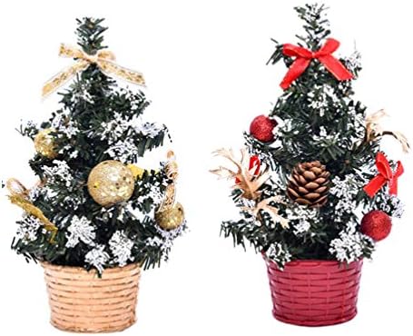 LIOOBO Декорация на Подаръци 2 бр. Нощни Коледно Дърво Умален Модел Коледната Елха Коледна Маса Централно Украса