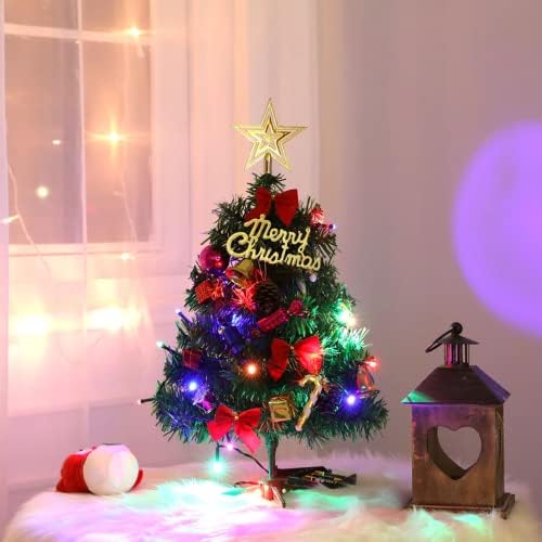 Коледно Дърво Помещение с Подсветка Коледна Украса Състав Настолна 50 см Мини Коледно Дърво за Украса