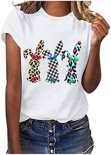Забавен Заек, Великденски Ризи с Леопардовым Принтом за Жени, Свободни Ежедневни Тениски с Графичен Дизайн,
