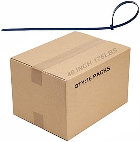 Кутия от 16 опаковки, 50 бр. /опаковане., Wahsure 46-инчови Черни Кабелни превръзки Тежкотоварни, Устойчиви