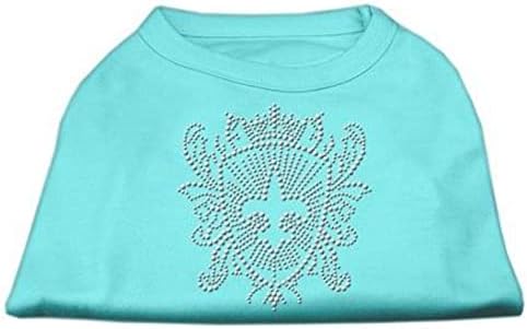 Mirage Стоки За домашни любимци Риза С Кристали Fleur De Lis Shield За Домашни Любимци, Голяма, с Цвят на Морска