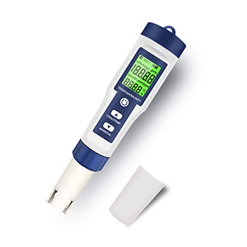 5 в 1 pH-тестер за вода, Цифрова PH-Тестер с дръжка 0,01, Точност Комплекти за тестване на вода с ATC/ЕС/TDS/Temp