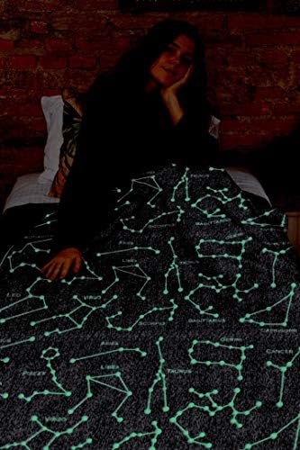 Одеяло с Съзвездия Свети в тъмнината | Различни размери | Всички Зодии Хороскоп | Подарък за любителите на Слънцето,