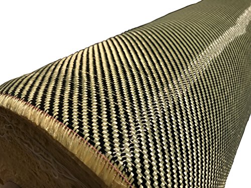 (Ролки от 1 фут до 25 фута) KARBXON - 12 инча - Арамидная тъкан от въглеродни влакна - Жълто - 3 До - 240 g