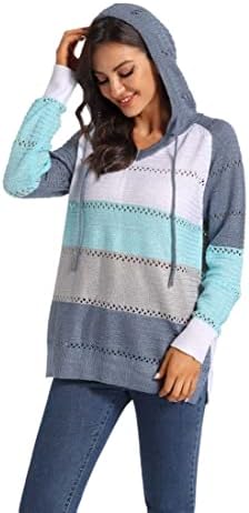 Vemodoo/ Дамски Трикотажни Блузи с цветен Блок, Пуловери с V-образно деколте и завязками, Леки Пуловери, Жилетки