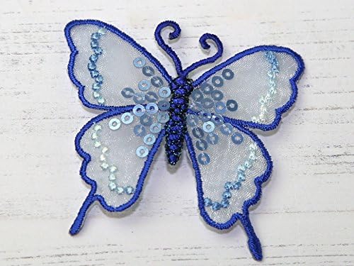 Апликация във формата на пеперуда, Бродирани Желязо с пайети На Мотиве Синьо - всеки