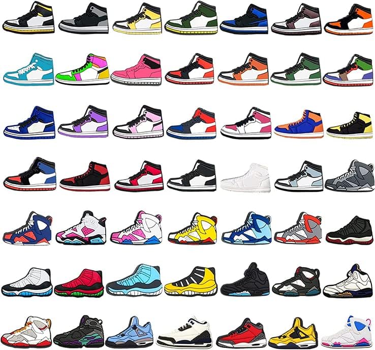 LJIEAHD 50 БР. Баскетболни Окачване за обувки, Бижута, Спортни, Смесени В Различни Форми, Подходящи Чехли и