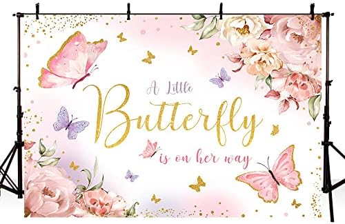 AIBIIN 8x6 фута Фон за душата на детето с пеперуда, Малка Пеперуда в пътя, Розови Цветя, за Картина, Украса
