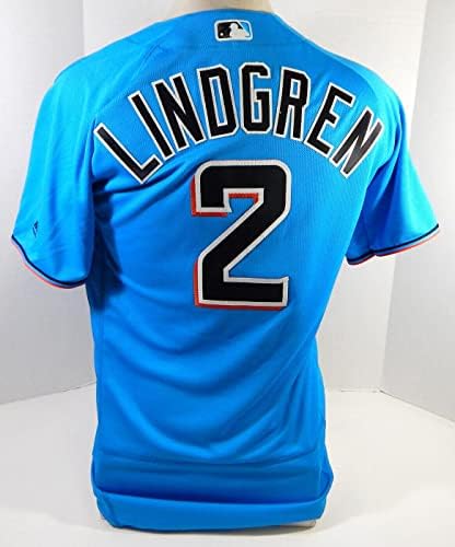 Маями Марлинз Джеф Линдгрен 2 Публикувано в играта Синя риза 40 DP22208 - Използваните в играта тениски MLB