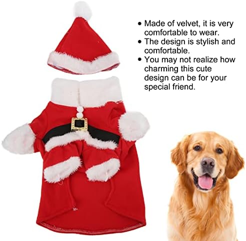 Костюм на куче Зимни Блузи, с Шапки на Дядо Коледа Мек Удобен Коледен Костюм за Домашни Котки и Кучета (L)