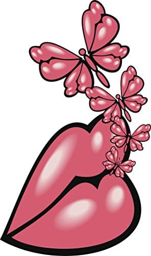 Божествен Дизайн Красивите Девчачьих Розови устни с Анимационни Винил Стикер-стикер с Пеперуди (с височина до