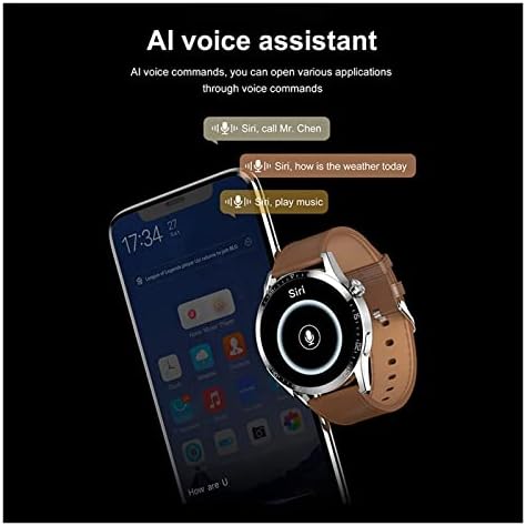 UMCP Умен часовник GPS Спортен Гласов асистент Спортни Часовници Bluetooth Talk Smartwatch (Цвят: кафяв с черен)