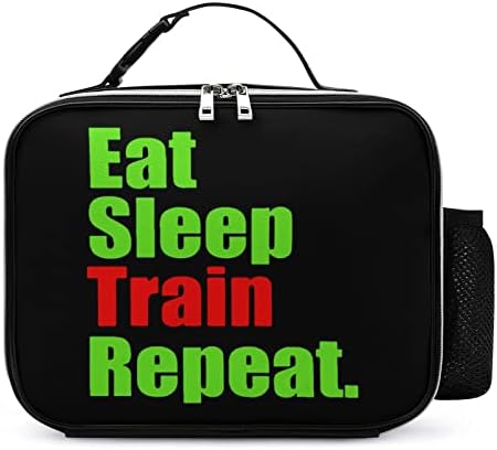 Eat Train Sleep Repeat Преносима Чанта-Тоут за Обяд, Изолирано Множество Кутия за Храна, ПУ Хранителната Контейнер за Възрастни Мъже И Жени, Офис Пикник, Туризъм