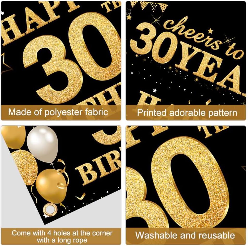 2 елемента Банер на 30-ти рожден ден, на Фона на Бижута за мъже и жени, Черното Злато, Поздравления за 30-ия