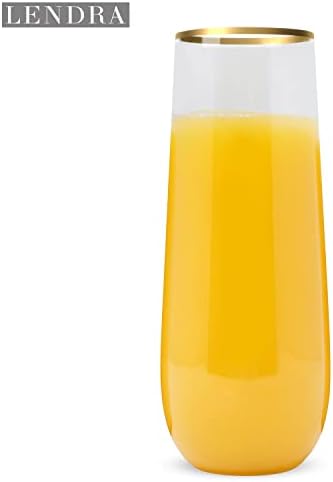 30 Пластмасови чаши за шампанско без крака - за Еднократна употреба са нечупливи чаши за наздравици с тегло 9 грама със златни рамки | за Многократна употреба, Прозра?