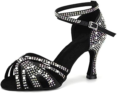 HIPPOSEUS/ Дамски Обувки За латино Танци С кристали, Танцови Обувки с Отворени пръсти за Салса, Бачаты, Танго,