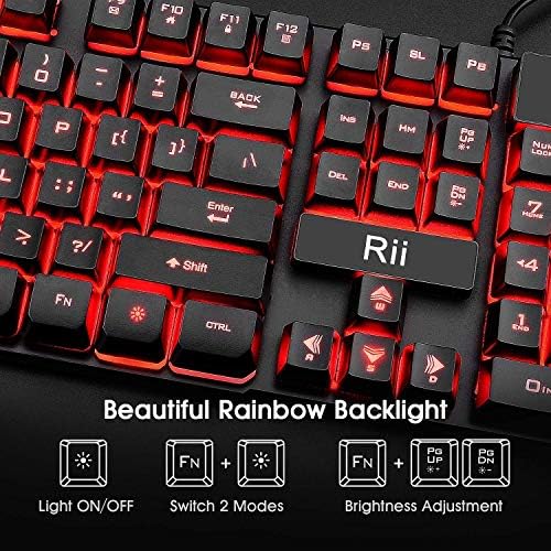 Rii RK100 3 Цвята Механична клавиатура с led подсветка Проводна USB Мултимедийна Офис Клавиатура За работа или
