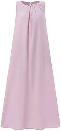 Секси Лятна рокля Géneric 2023 Размер Плюс, Лятното Модно Однотонное Рокля-Пуловер Без ръкави, с кръгло деколте